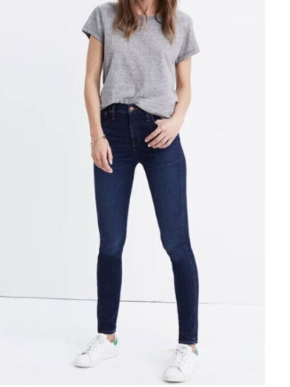 MADEWELL 10” high rise skinny jeans Dark Blue zipper fly closure size 27